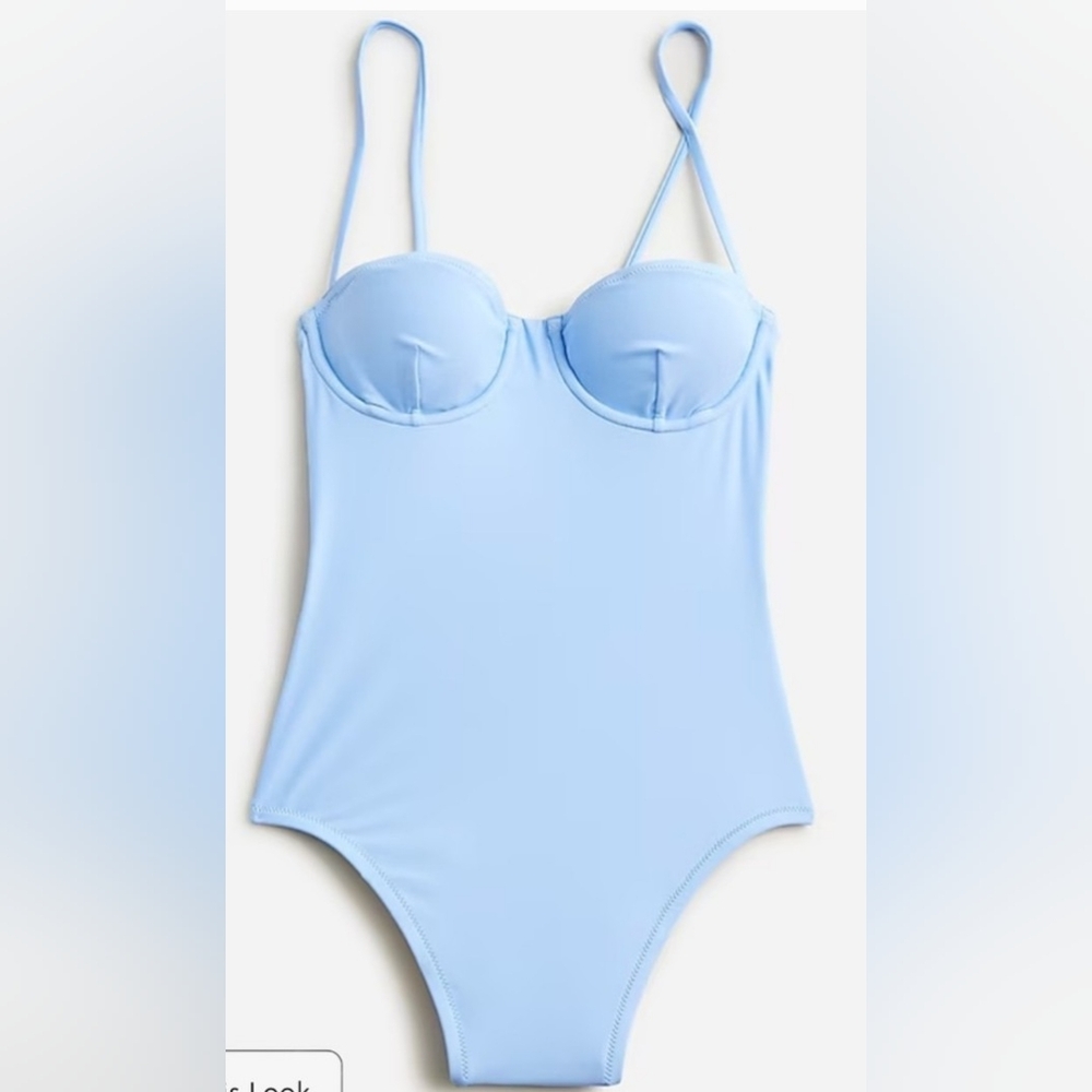 J. Crew Light Blue Heritage Balconette Underwire One Pc Swimsuit Sz4 NWT - Picture 3 of 9